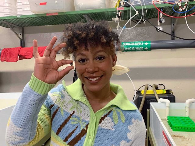 Adriane with baby mussel